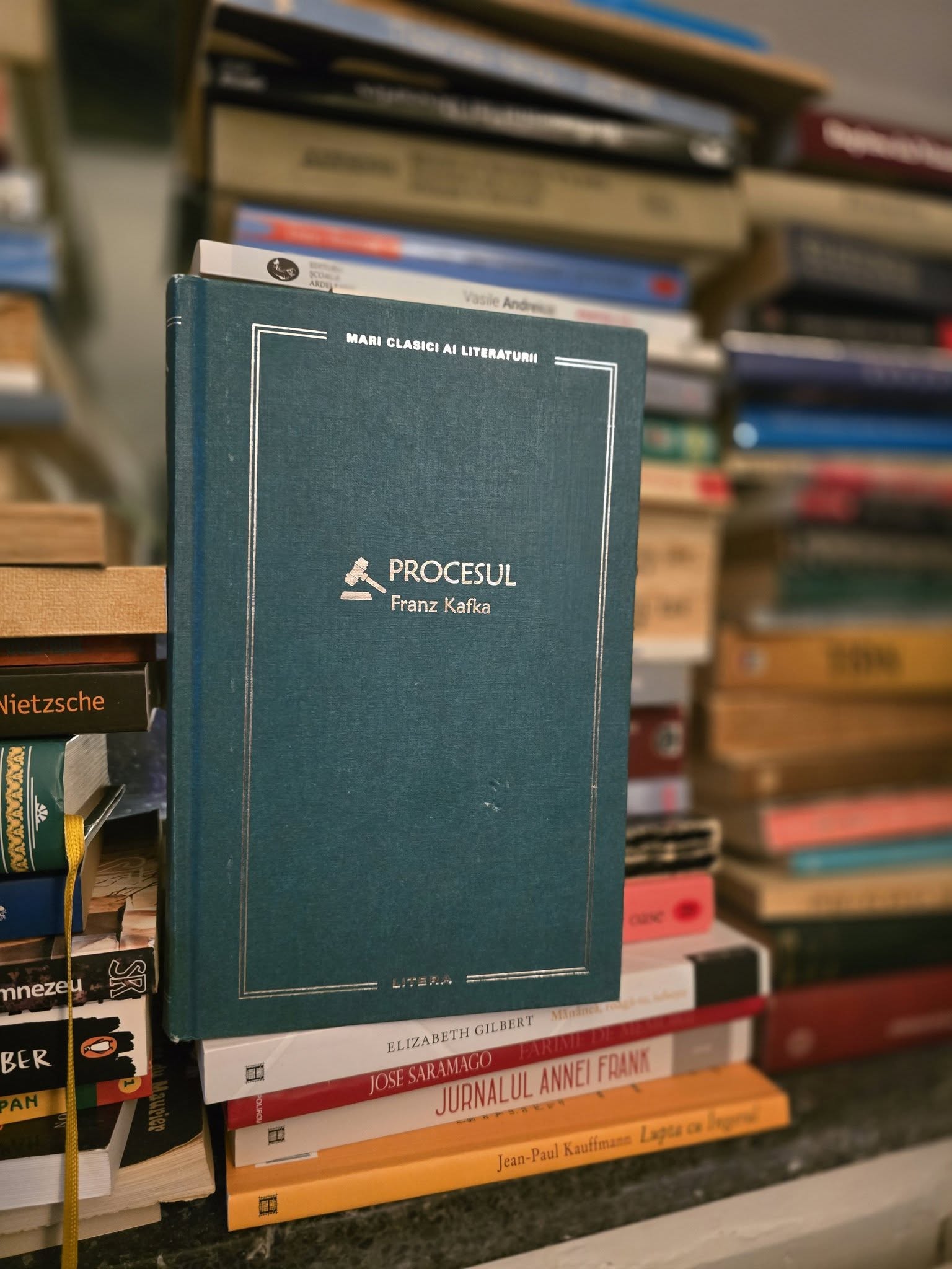 Photo with the cover of the book The Trial by Franz Kafka taken by Ruben-Laurentiu